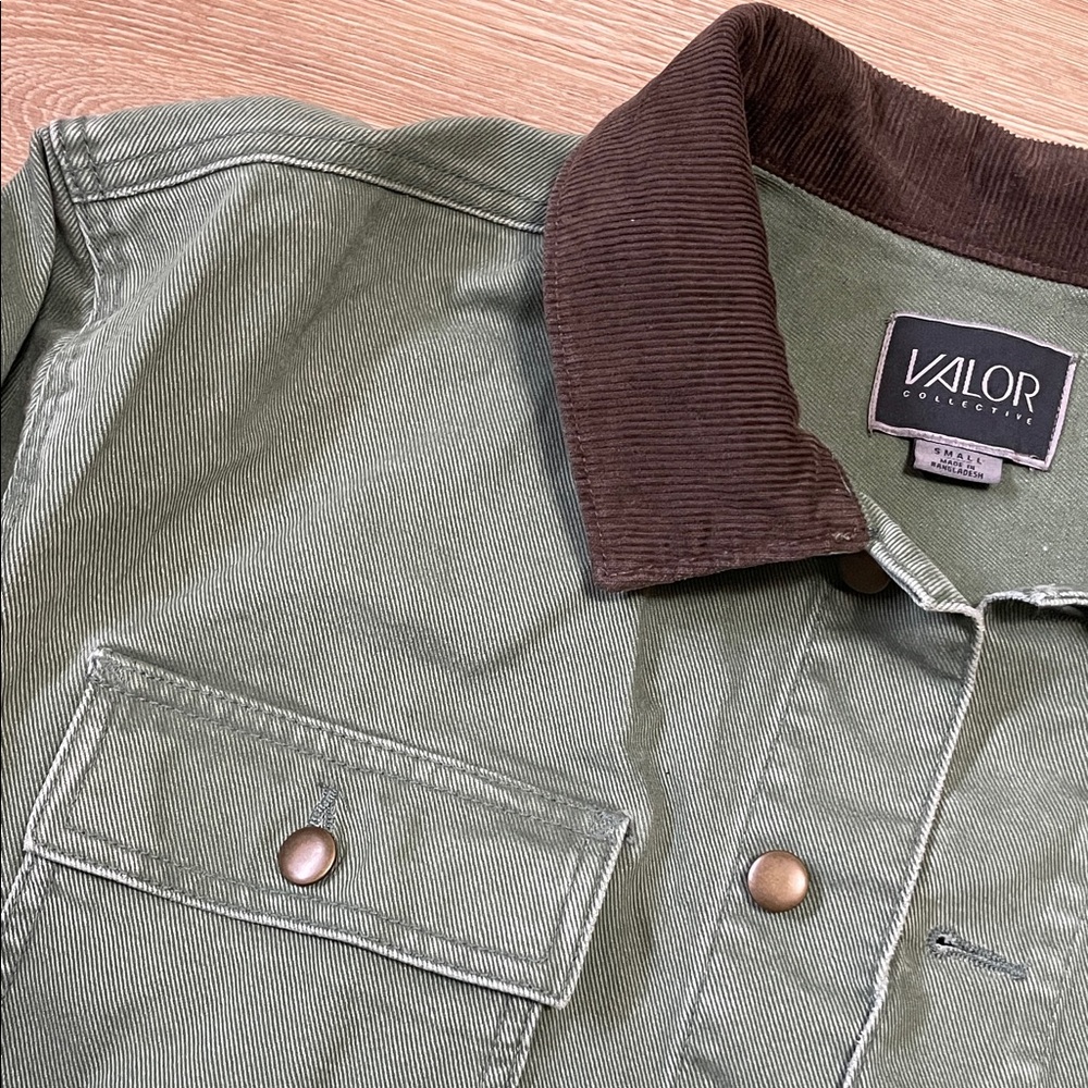 VALOR Men’s 100% Cotton Size Small Green Chore Jacket - Picture 6 of 8